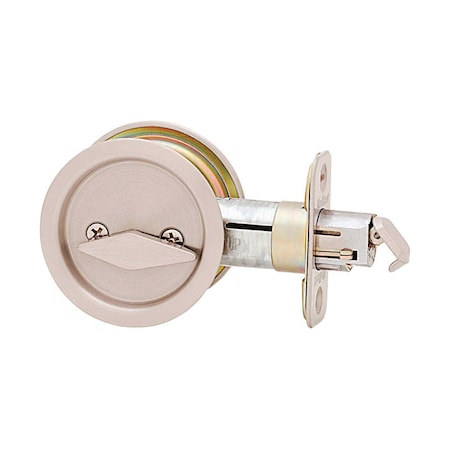 Kwikset Kwikset Satin Nickel Metal Indoor Round Bed/Bath Pocket Door Lock 93350-024